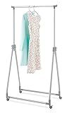 Whitmor Foldable Garment Rack - Rolling Clothes Rack - Adjustable Height - Silver