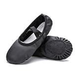 RoseMoli Ballet Shoes for Girls/Toddlers/Kids/Women, Leather Yoga Shoes/Ballet Slippers for Dancing 11.5 Little Kid Black