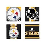 FOCO NFL Official Game Day 4-Pack Beverage Drink Stone Coaster Set (Pittsburgh Steelers)