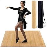 Foldable Tap Dance Floor Mat - Bamboo Tap Board for Dance & Dancing, Portable Dance Floor with Black Storage Bag for Home Studio Outdoor Practice (wood tone)