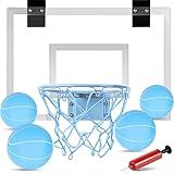 ropoda Mini Basketball Hoop - Glow in The Dark, Over The Door Basketball Hoop Indoor, Indoor Basketball Hoop Backboards for Teens and Adults, Mini Hoop for Kids with 4 Balls and Pump(Blue)