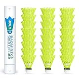 HIRALIY 12 Pack Badminton Birdies, NylonDurable Shuttlecocks for Backyard & Baseball Batting Practice, Wind Resistant Speed 77 Yellow Bulk Ball Set for Family, Beginners & Outdoor Sports (12, Yellow)