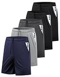 AKAWOOKO 5 Pack Men's Athletic Gym Shorts with Pockets Quick Dry Activewear Workout Running Shorts for Men