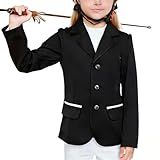 Kduplily Equestrian Show Coat Kids Horse Riding Stretch Competition Jacket Classic Girls Boys Youth Outerwear Apparel Equipments (US, Alpha, XX-Small, Regular, Black)