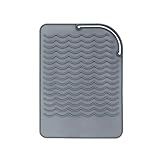 Heat Resistant Mat for Curling Iron, Flat Irons and Hair Straightener Hair Styling Tools 9" x 6.5", Food Grade Silicone, Grey