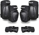 Adult Knee Pads Elbow Pads Wrist Guards for Adult Kids 6 in 1 Protective Gear Set for Skateboarding Biking Roller Skating Cycling Outdoor Sports Black L