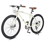 Viribus Hybrid Bikes, 28 inch Road Bike for Tall Men, Lightweight Aluminum 700C City Bike Adults, 7 Speed Mens Commuter Bikes, Adult Hybrid Bicycle, Vintage Cream White