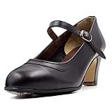 Ole Ole Flamenco Women’s Flamenco Shoes with Nails, Beginner Folklorico Dance Shoe, 5cm Heel, Made in Spain (Numeric_8) Black