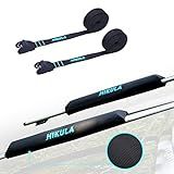 HIKULA 28" Soft Aero Roof Rack Pads for Various Crossbars with Two 15' Premium Scratch Resistant Silicone Buckle Tie Down Straps for SUPs, Surfboards, Kayaks, Canoes Includes Storage Bag