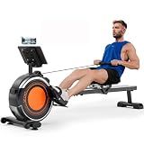 Dripex Rowing Machines for Home, Upgraded Rowing Machine Magnetic Rower, Max 360 LBS, 16 Levels of Workout Resistance, Dual Slide Rail, App Compatible, LCD Monitor, Row Machine for Gym Exercise