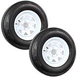 eCustomrim 2-Pack Radial Trailer Tire Rim ST205/75R14 Load D 5 Lug Spoke Wheel White - 6 Year Warranty w/Roadside