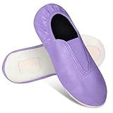 Toddler/Kids/Adult Gymnastic Shoes - Trampoline Shoes Gymnastics - Tumbling Shoes for Girls - Agility Gym Shoes Goat Leather Slip-on Rubber Sole (Light Purple, US Footwear Size System, Big Kid, Numeric, Medium, 8)
