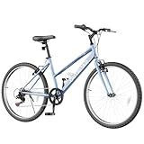 Max4out 26 inch 7-Speed Commuter Bicycle,Men's Cruiser Bike/Mountain Bike/Hybrid Bicycle,V Brake,Metal Frame, Adult Bike (Black, White, Blue, Green, Purple, Pink)