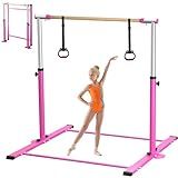 EL&IT·Wings Gymnastic Kip Bar,Horizontal Bar for Kids Girls Junior,3' to 5' Adjustable Height,Home Gym Equipment,Ideal for Indoor and Home Training,300lbs Weight Capacity