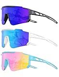 Foliful Kids Polarized Baseball Sunglasses for Boys Girls - Youth Softball Cycling Sports Sunglasses UV Protection Lightweight Goggles,Dark Blue/Ice Blue/Pink