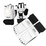 LangRay Taekwondo Karate Gloves & Sparring Gear Foot Protector Set, Boxing Sparring Foot Guard and Half-Finger Gloves for Martial Arts TKD Kung Fu Punch Bag Kickboxing MMA Training