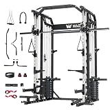 Major Fitness Drone2 Premium Training Smith Machines– All-in-One Home Gym Squat Rack with Aluminum Pulley Set , Weight Bar, Dual LAT Pull-Down Systems (SL D2AW ONLY)
