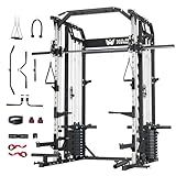 Major Fitness Drone2 Premium Training Smith Machines– All-in-One Home Gym Squat Rack with Aluminum Pulley Set , Weight Bar, Dual LAT Pull-Down Systems (SL D2AW ONLY)