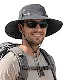 FURTALK Sun Hats for Men Fishing Hat UPF 80+ Foldable Wide Brim Outdoor Hiking Beach Summer Hats Dark Grey