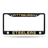 Rico Industries NFL Football Pittsburgh Steelers Black Chrome Frame with Plastic Inserts 12" x 6" Car/Truck Auto Accessory