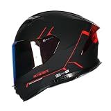 DOT/ECE Dual Visor Adult Full Face Helmet for Street Bike, Matte Blk Red M