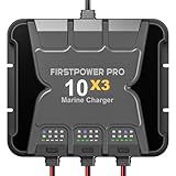 Upgraded 3 Bank Marine Battery Charger 10X3, 30A (10A/Bank) - 12V Waterproof Onboard Battery Charger, Battery Maintainer & Desulfator for SLA/AGM, Lithium (LiFePO4), Calcium & Deep-Cycle Battery