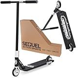 SEQUEL ACTION SPORTS Stunt Scooter, Aluminum Frame, 110mm Wheels, 220 lbs Weight Capacity, Ages 8+ (Black/Silver - Street)