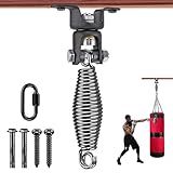BeneLabel 360° Swivel Heavy Bag Ceiling Hanger with Spring 440 LBs Capacity Punching Bags Mount Spring Boxing Bag Beam Hanger with Carabiner