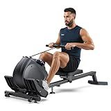 WELLFIT Rowing Machine for Home - Magnetic Rowing Machines 300lbs Capacity, Quiet Compact Smart Indoor Rower with Adjustable Resistance, Work with KINOMAP for Glute,Leg,Arm Muscles Workout Exercise