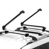 Ski & Snowboard Rack for Car Roof with Sliding Extension, Lockable Ski Racks Fits 6 Pairs Skis or 4 Snowboards, Universal for All Types of Cross Bars- Silver