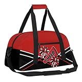 Cheer Kid Duffel Bag Collapsible Sports Gym Bags Travel Weekender Overnight Bag for Girls Boys Personalized Gymnastics Sleepover Bag Black Red