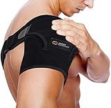 Copper Compression Recovery Shoulder Brace - Immobilizer for Torn Rotator Cuff, AC Joint Pain Relief, Dislocation, Arm Stability, Injuries, Tears - Adjustable Fits Men, Women - Black - S/M