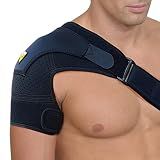 FIGHTECH Rotator Cuff Shoulder Brace for Men and Women - 4 Sizes - Shoulder Support - Pain Relief - Black - Large - Fits Most Men Bicep 12-17"
