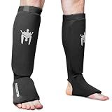 Meister MMA Elastic Cloth Shin & Instep Padded Guards - Black - L/XL
