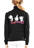 STRETCH IS COMFORT Girl's Gymnastics Warm Up Black Jacket with White Cats X-Large