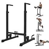 Yes4All Dip Stand 500 LBS Capacity, 80 Levels Adjustable Dip Bars, Dip Station Machine for Home Gym - Black