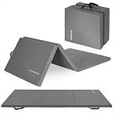 BalanceFrom 2-Inch Three Fold Folding Exercise Mat 6'x2' with Carrying Handles for MMA, Gray