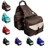 Majestic Ally Horse Saddle Bag - Nylon Insulated Leakproof Cooler, Reflective Padded with Pockets and Water Bottle Carrier, Durable Equestrian Saddle Bag (Brown)
