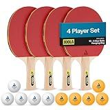 JOOLA Family Premium Ping Pong Paddles Set of 4 - Advanced Table Tennis Rackets, 10 Training 3 Star Ping Pong Balls, and Storage Case - Competitive or Recreational Play - Indoor and Outdoor Compatible