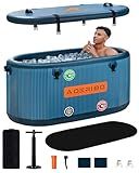 AOERIBO Inflatable 126 Gal XXL Oval Cold Plunge Tub, Superior Insulation, 8-Layered Portable Ice Bath Tub, Ice Plunge With Insulated Lid, Hand Pump, Eva Pad, Outdoor Use For Athletes, Adults