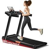 12% Incline Treadmill with Handle, 3-in-1 Portable Treadmills for Home and Office, Foldable Treadmills with 300 Lbs Weight Capacity, 3.0HP Quiet Walking Pad Treadmill, Three Touch Screen