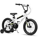 cubsala 16 Inch Little Kids Bike for Over 4 Years Old Boys Girls Youth BMX Style Bicycle with Training Wheels Coaster & Rear V Brake, White