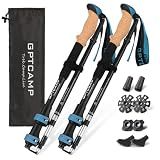 GPTCAMP Walking Sticks,Trekking Poles Collapsible Hiking Poles,Lightweight Folding Travel Walking Pole for Men Women,2pc Adjustable Hiking Stick with EVA Foam Grips for Backpacking,Blue