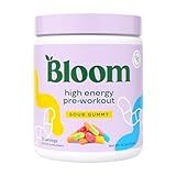 Bloom Nutrition High Energy Pre Workout Powder, Amino Energy with Beta Alanine, Ginseng & L Tyrosine, Natural Caffeine Powder from Green Tea Extract, Sugar Free & Keto Drink Mix (Sour Gummy)