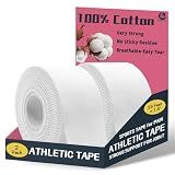 Athletic Tape 2 Pack White Sports Tape Athletic Strong-Breathable-Easy Tear-No Sticky Residue Wrist Ankle Tape for Lacrosse Boxing Gymnastics Climbing Soccer Hockey Bat Injuries Medical