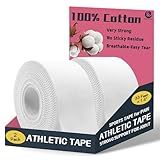 Athletic Tape 2 Pack White Sports Tape Athletic Strong-Breathable-Easy Tear-No Sticky Residue Wrist Ankle Tape for Lacrosse Boxing Gymnastics Climbing Soccer Hockey Bat Injuries Medical