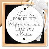 Thank You Gifts for Women Men - Appreciation Gifts for Teacher, Employee, Nurse, Friend, Coworkers, Boss, Nurse, Farewell - Never Forget The Difference That You Make - Ceramic Christmas Ornaments 2026