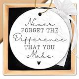 Thank You Gifts for Women Men - Appreciation Gifts for Teacher, Employee, Nurse, Friend, Coworkers, Boss, Nurse, Farewell - Never Forget The Difference That You Make - Ceramic Christmas Ornaments 2026