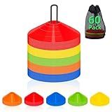 60 Pack Agile Soccer Cones with Portable Bags & Brackets,Sports Cones,cones for sports training，soccer cones for training，soccer training equipment，Agile Soccer Cones Used for Football Training
