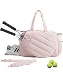 BAGSMART Gym Bag for Women, Tennis Bag Holds 2 Rackets with Shoe Compartment & Wet Pocket, Sports Duffle Bags fits up to 15.6" Laptop, Women Overnight Weekend Bag, Candy Pink